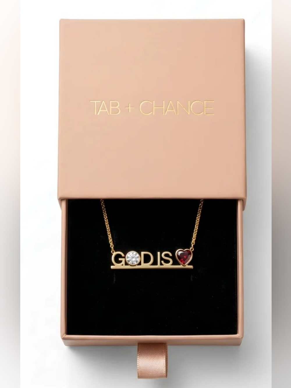 Gold 'GOD IS ❤️' Heart Pendant Necklace - Picture 3 of 4